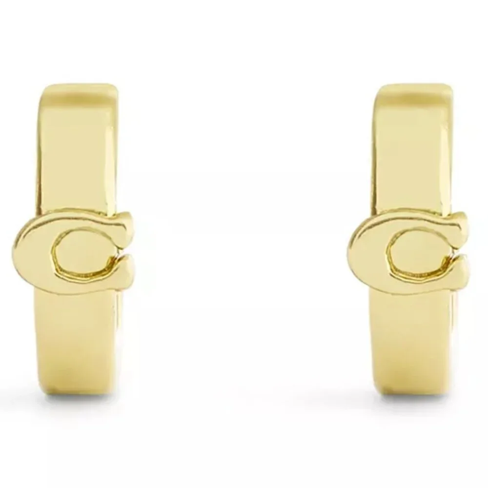 Coach Signature C Huggie Hoop Earrings - New - Picture 2 of 7